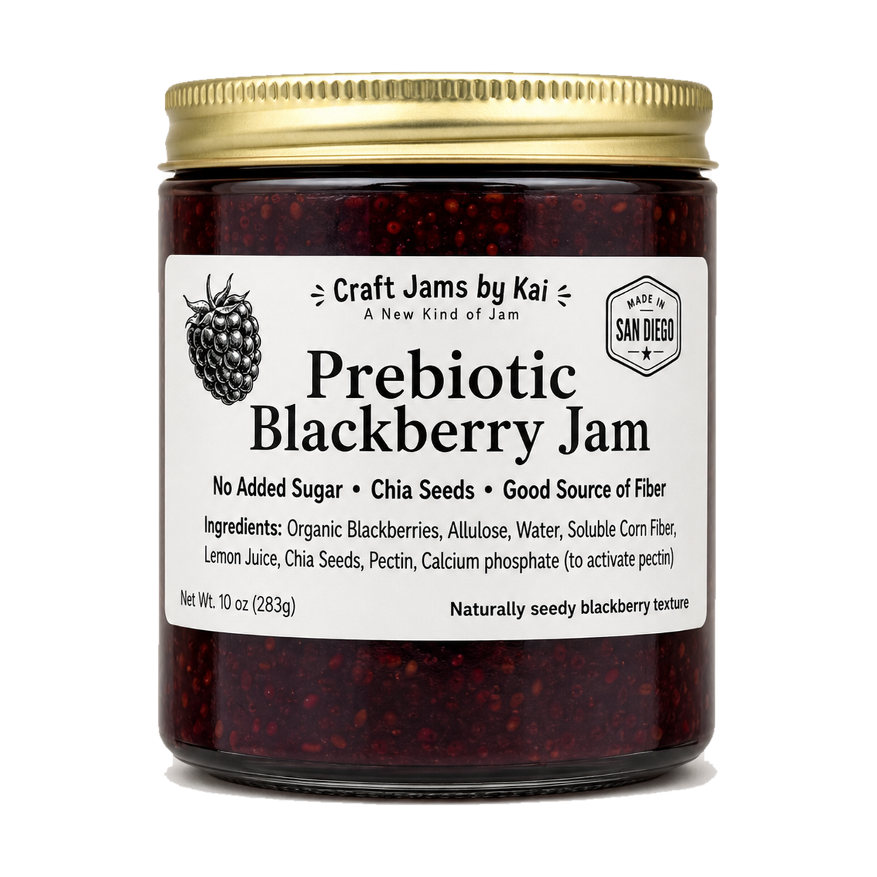 10 oz jar of Craft Jams by Kai Blackberry Prebiotic Jam