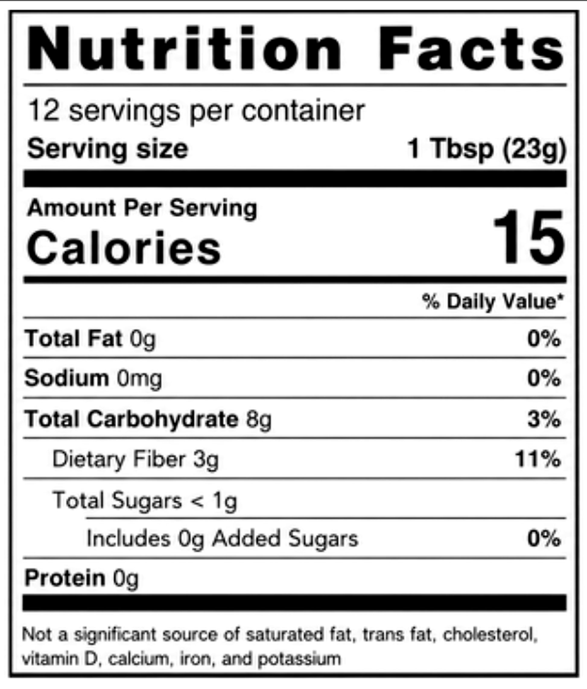 Prebiotic Jam Nutrition Facts